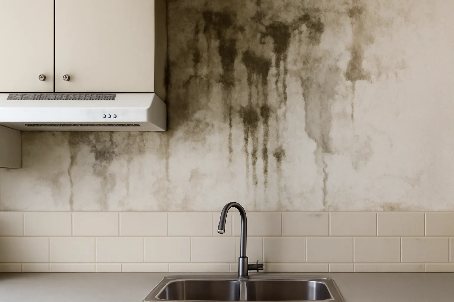 Dinding lembap akibat rembesan air dari rumah tetangga